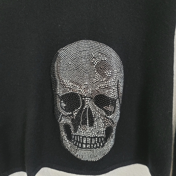 Kings Of Cole Pure Cashmere Rhinestone Skull Cardigan, Size XS - Picture 3 of 7
